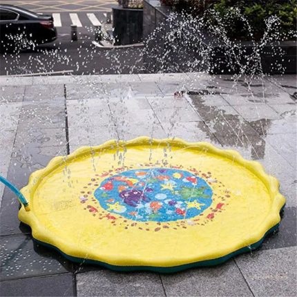 Y4UD  Cartoon Round Lawn Squirt Water Play Mat Baby Playroom Pool Funny Mat